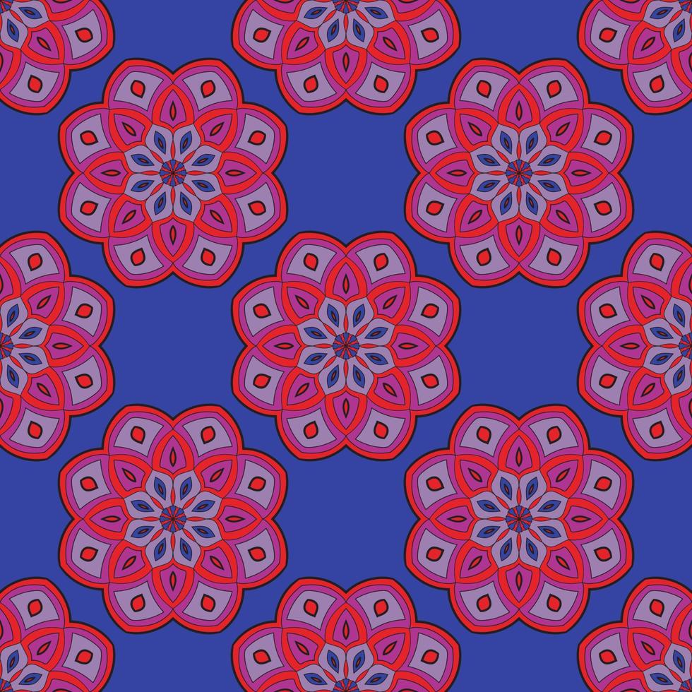 Abstract seamless pattern with mandala flower. Mosaic, tile, polka dot. Floral background. vector