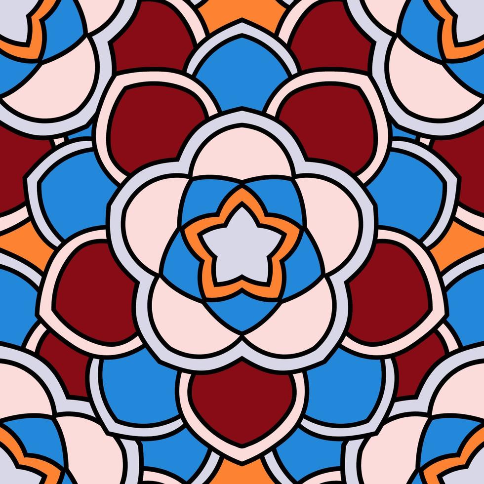 Abstract seamless pattern with mandala flower. Mosaic, tile. Floral background. vector