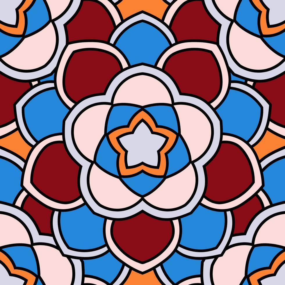 Abstract seamless pattern with mandala flower. Mosaic, tile. Floral background. vector