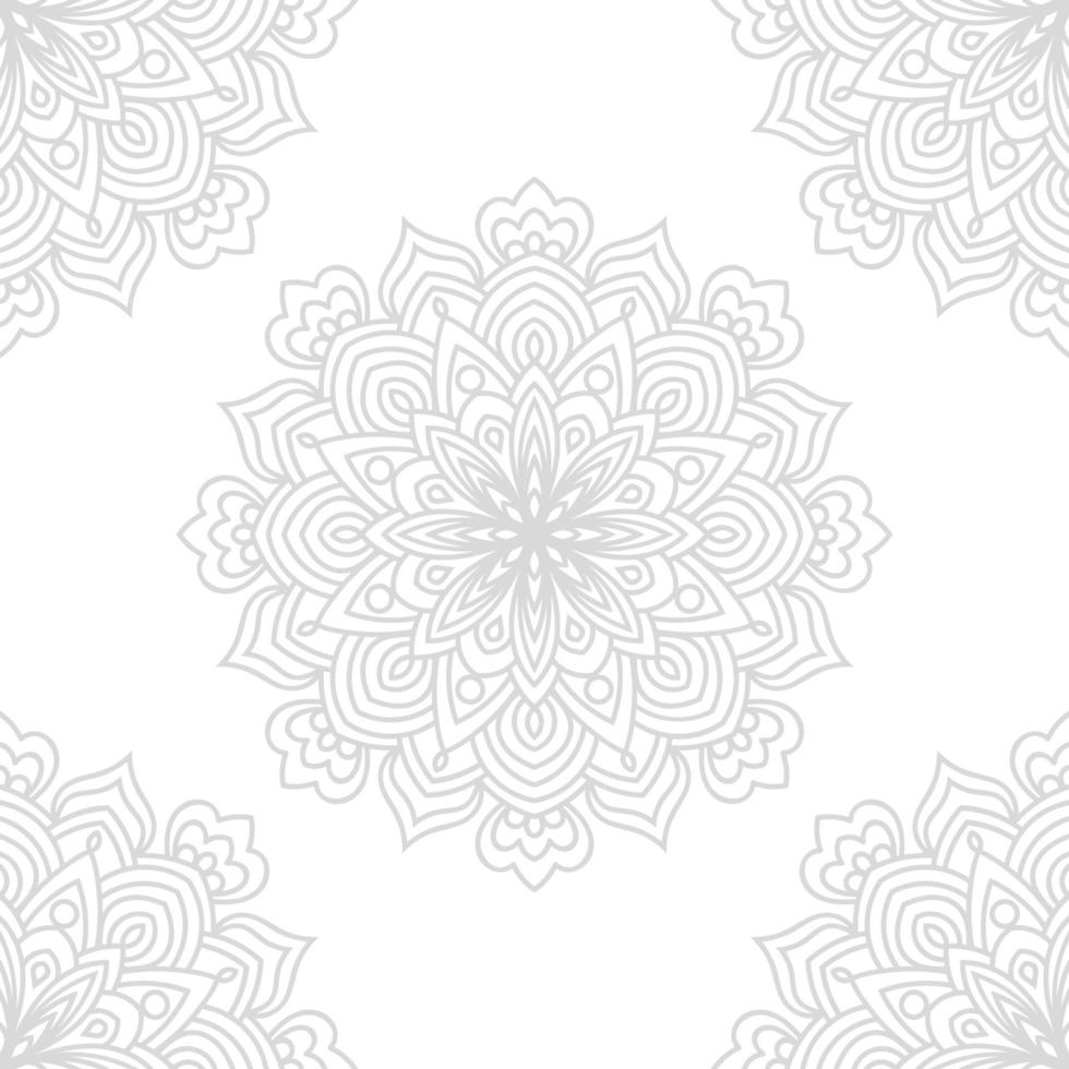 Abstract seamless pattern with mandala flower. Mosaic, tile, polka dot. Floral background. vector