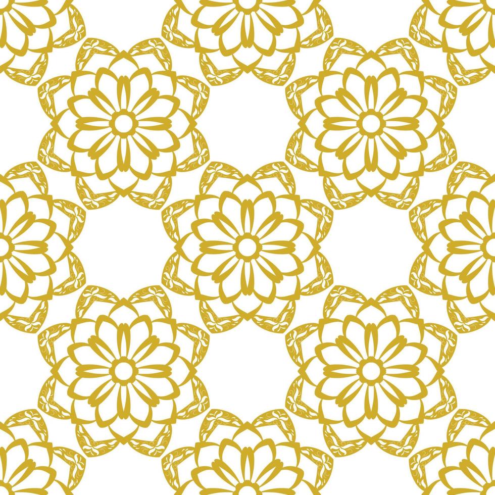 Abstract seamless pattern with mandala flower. Mosaic, tile, polka dot. Floral background. vector