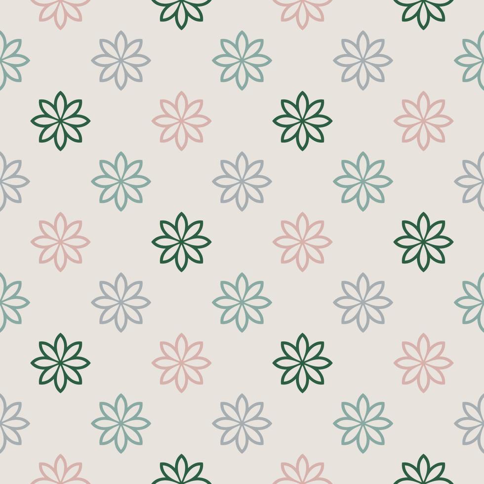 Abstract seamless pattern with mandala flower. Mosaic, tile, polka dot. Floral background. vector