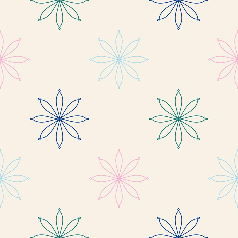 Abstract seamless pattern with mandala flower. Mosaic, tile, polka dot. Floral background. vector