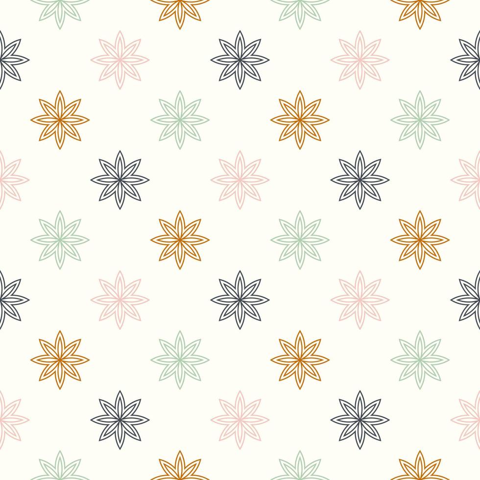 Abstract seamless pattern with mandala flower. Mosaic, tile, polka dot. Floral background. vector