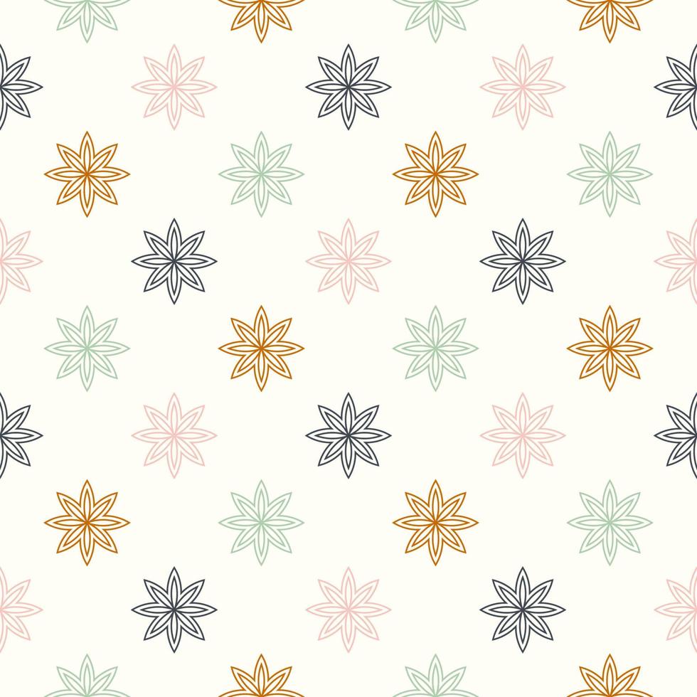 Abstract seamless pattern with mandala flower. Mosaic, tile, polka dot. Floral background. vector