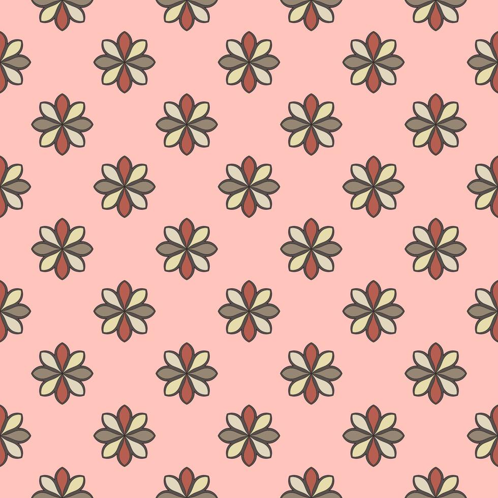 Abstract seamless pattern with mandala flower. Mosaic, tile, polka dot. Floral background. vector