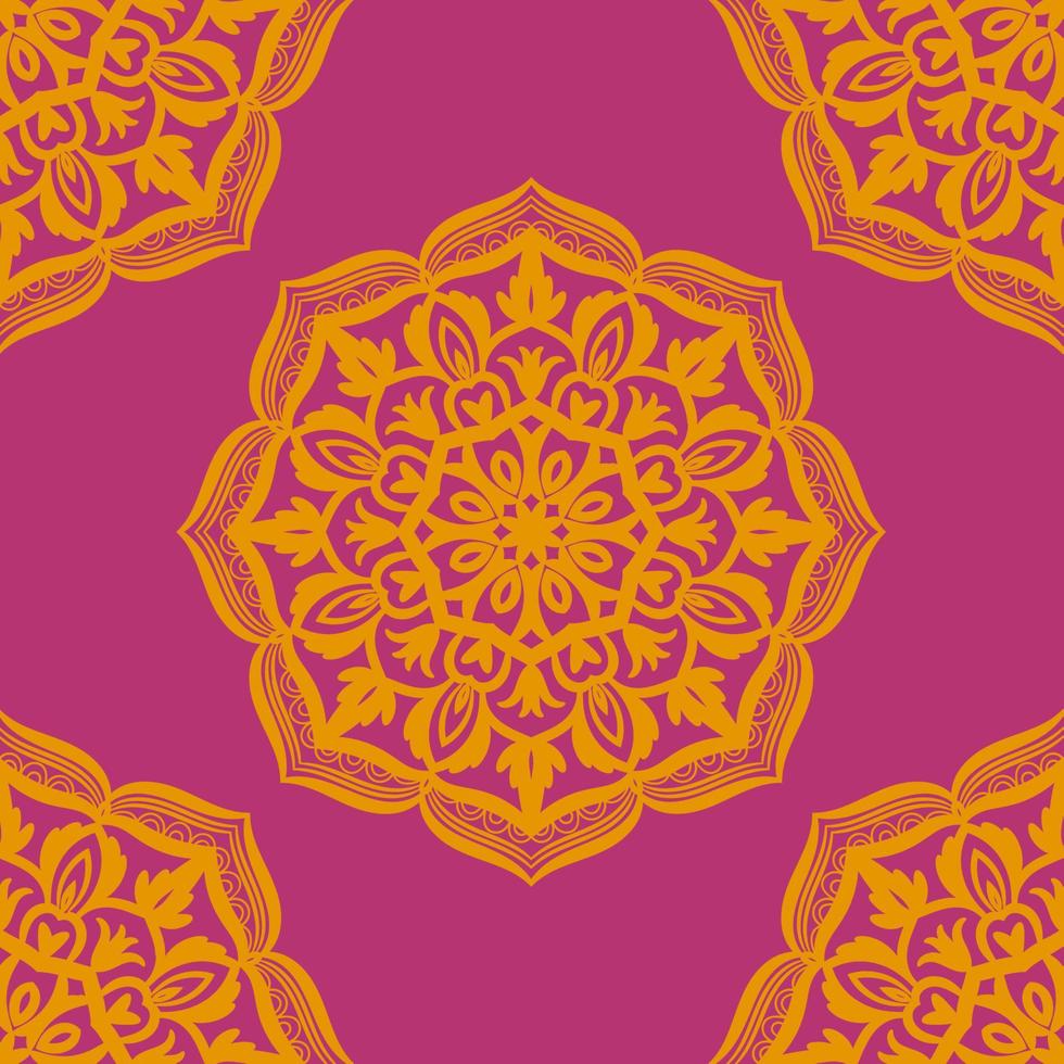 Abstract seamless pattern with mandala flower. Mosaic, tile, polka dot. Floral background. vector
