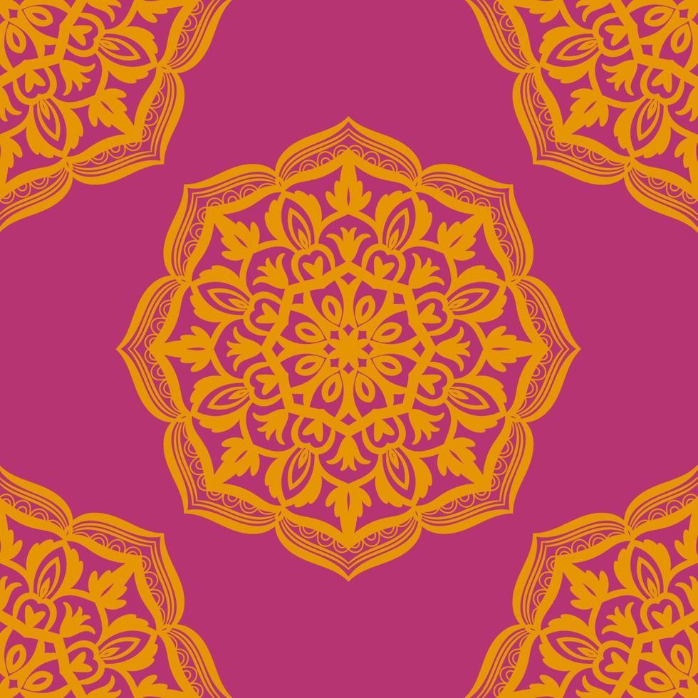 Resumen de patrones sin fisuras con flor de mandala. mosaico, azulejo, lunares. fondo floral. vector