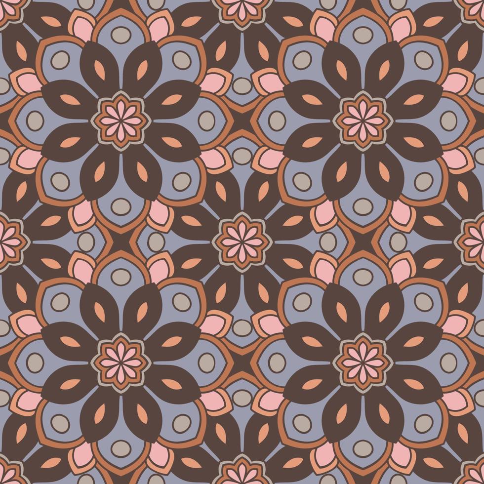 Abstract seamless pattern with mandala flower. Mosaic, tile. Floral background. vector