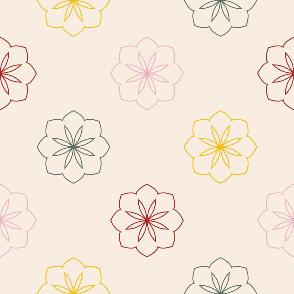 Abstract seamless pattern with mandala flower. Mosaic, tile, polka dot. Floral background. vector