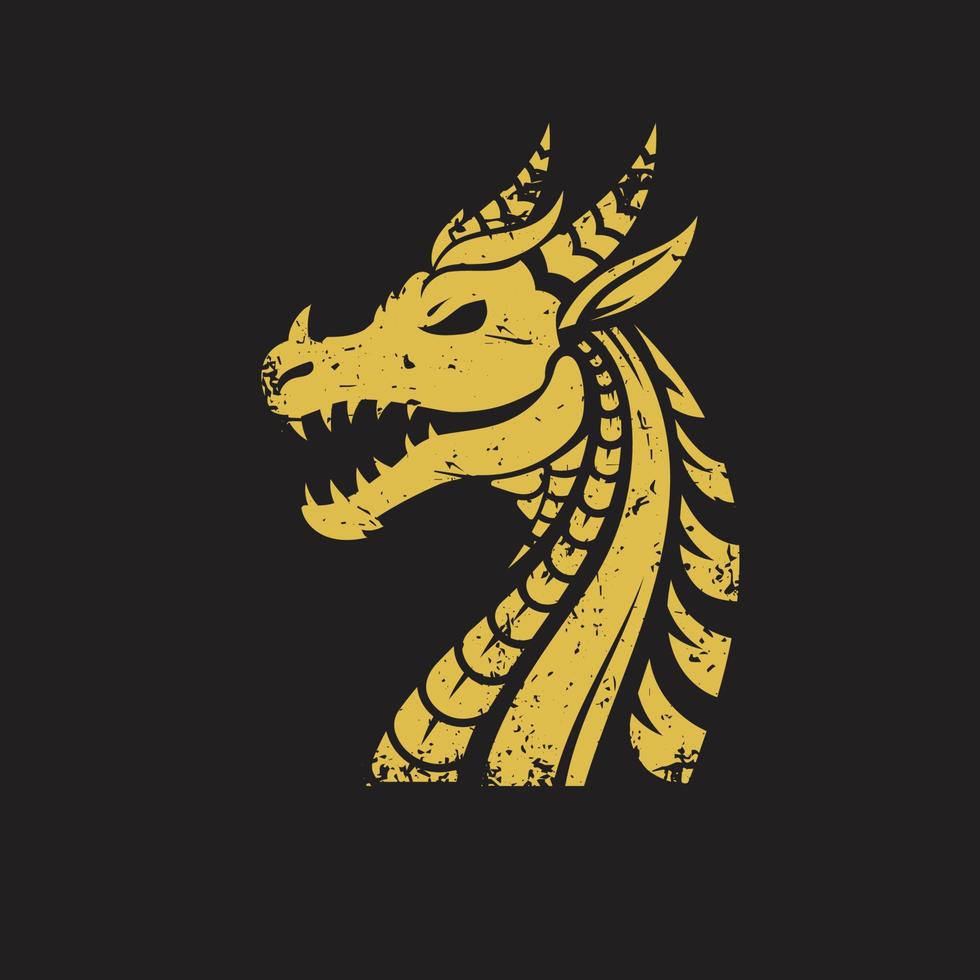 vector vintage de cabeza de dragón dorado