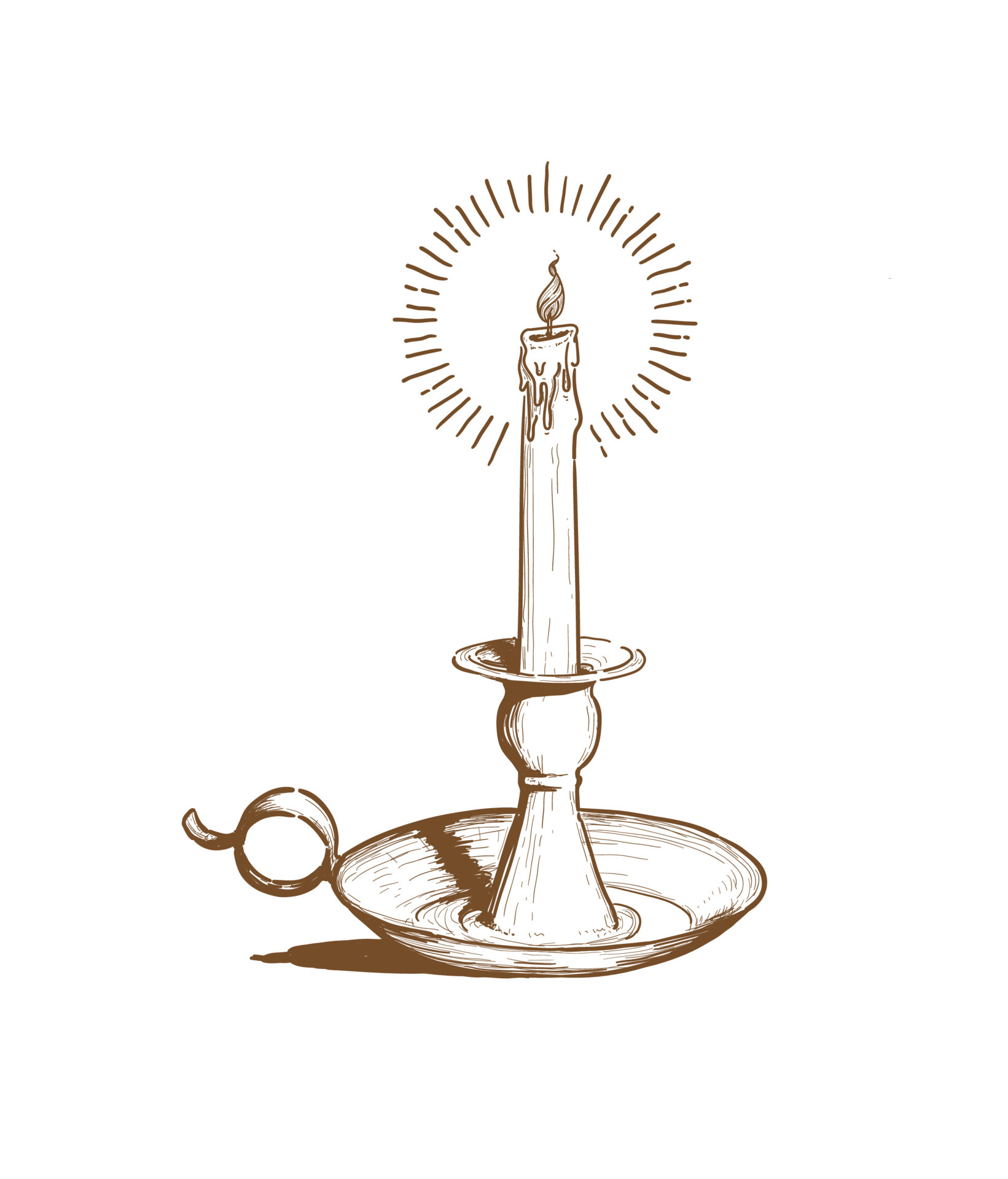 Hand drawn burning candle in vintage candlestick 6128448 Vector Art at