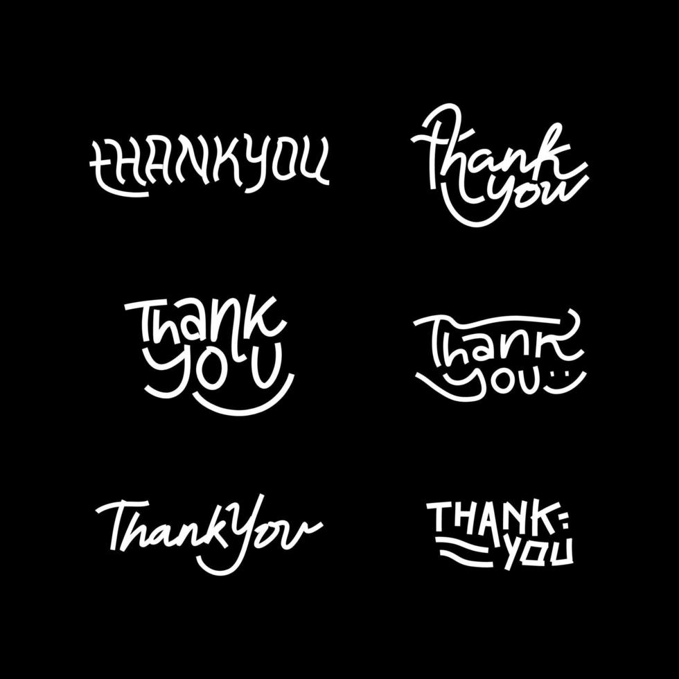 Thank you handwritten set, Vector Illustration