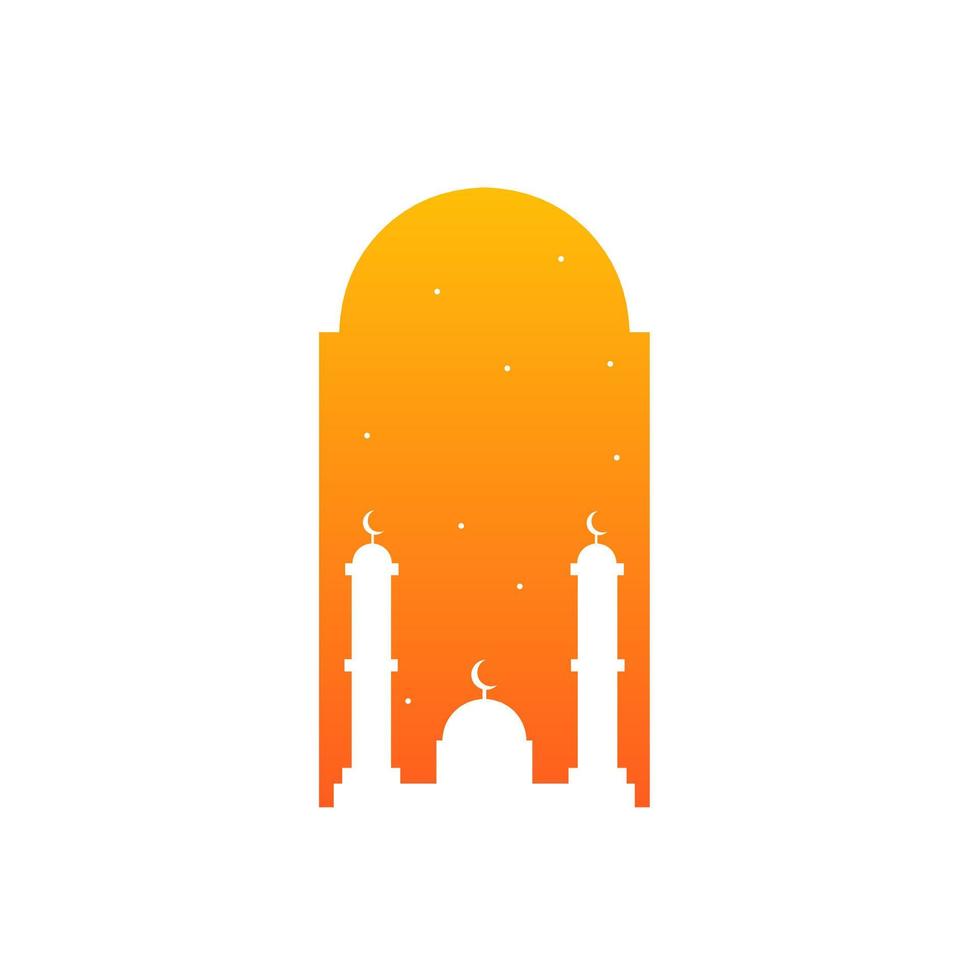 Mosque icon in the evening vector