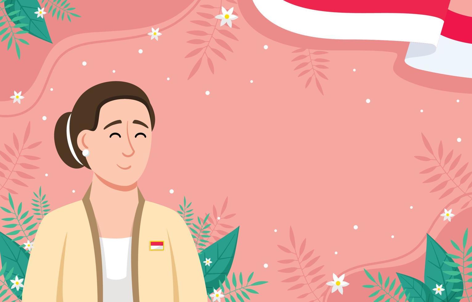 lindo fondo de dibujos animados del día de kartini vector