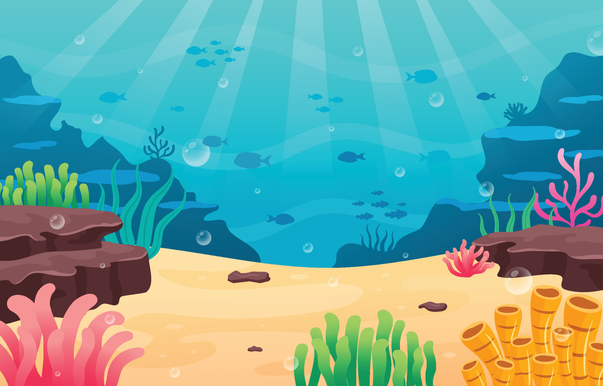 Ocean Scenery Cartoon Background 6131101 Vector Art at Vecteezy