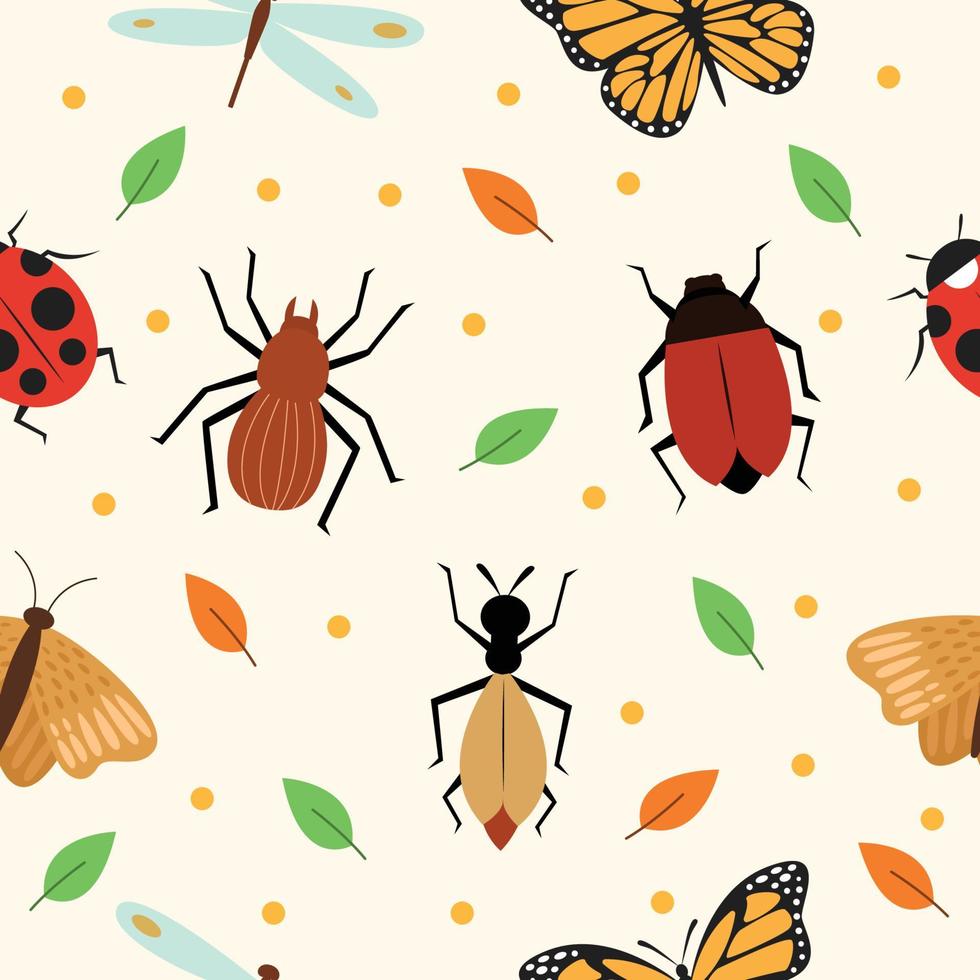 Bugs And Insect Seamless Pattern vector