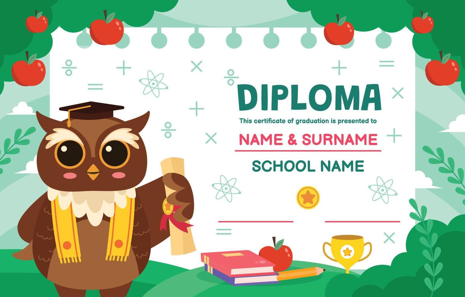 Kindergarten Certificate Template vector