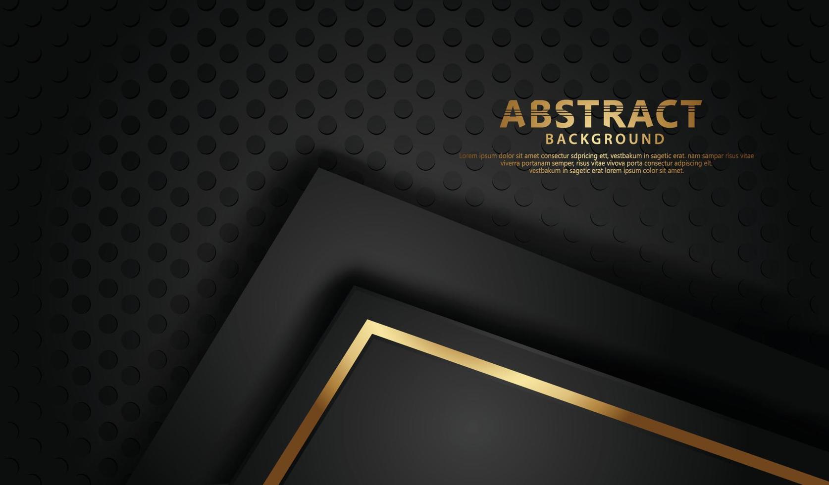 elegante y futurista línea abstracta dorada sobre fondo negro de puntos vector