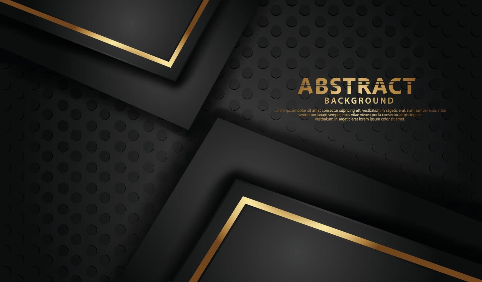 elegante y futurista línea abstracta dorada sobre fondo negro de puntos vector