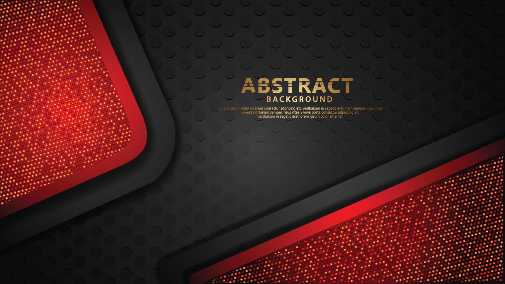 Luxury dark red overlap layers background with golden line effect. Realistic halftone dots on textured dark background vector