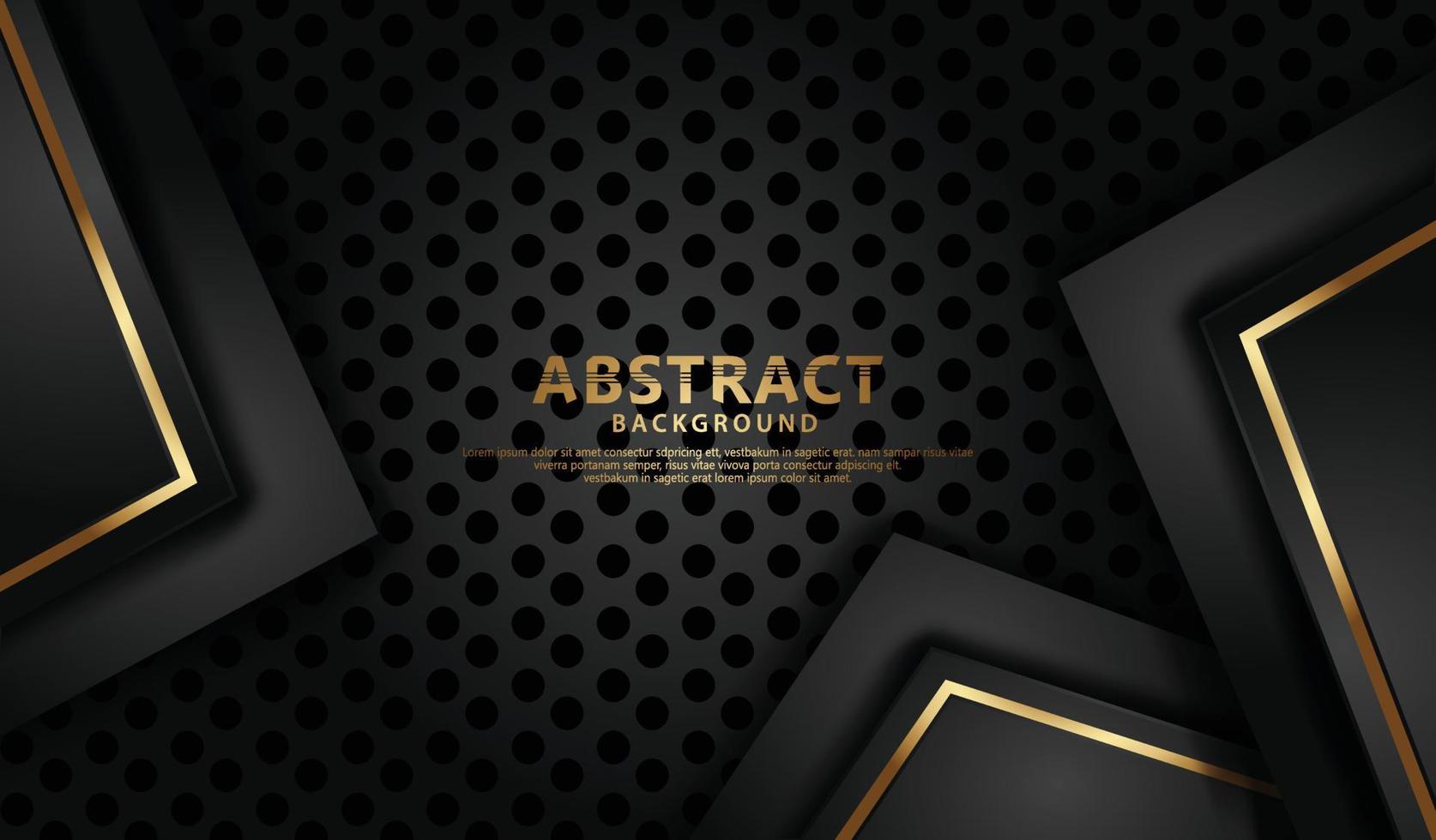 elegante y futurista línea abstracta dorada sobre fondo negro de puntos vector