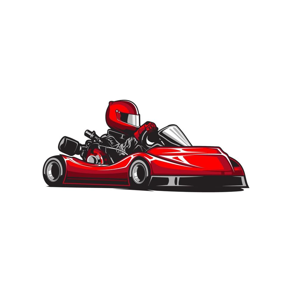 go kart illustration red color vector