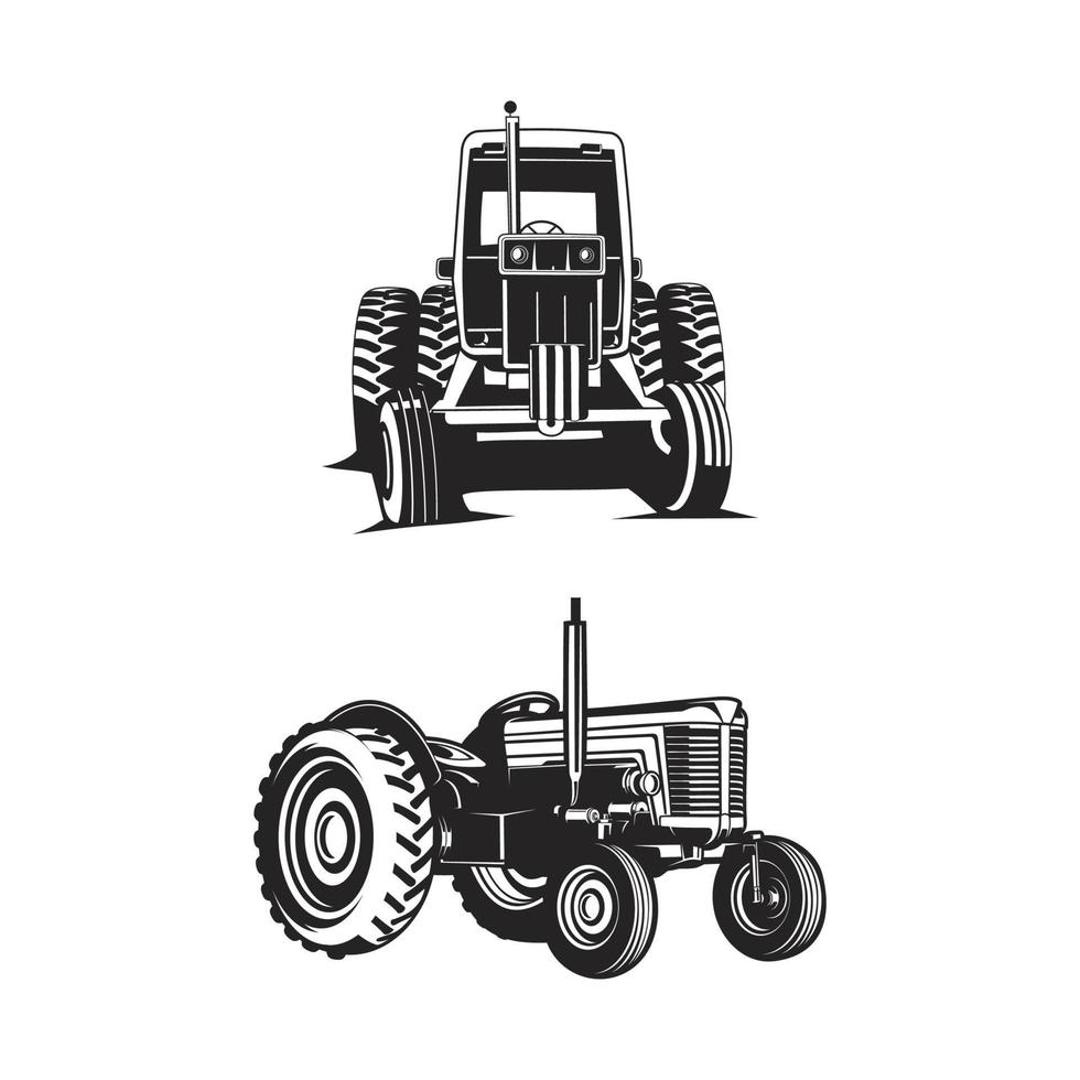 farm tractor silhouette vector