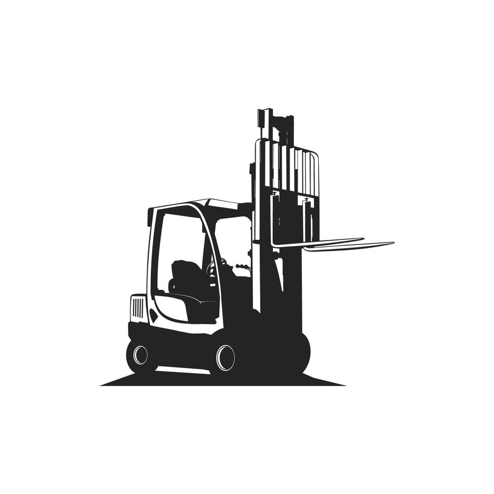 Forklift silhouette, Forklift black and white vector