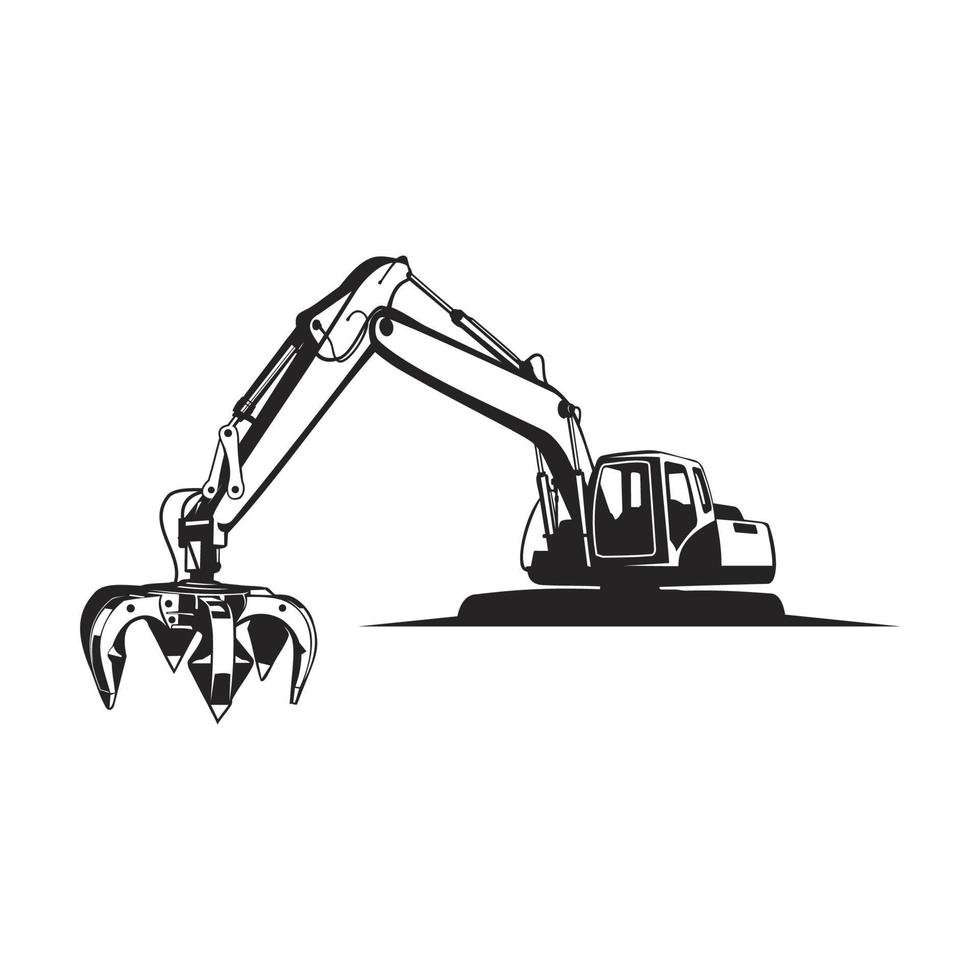 excavator grapple silhouette vector