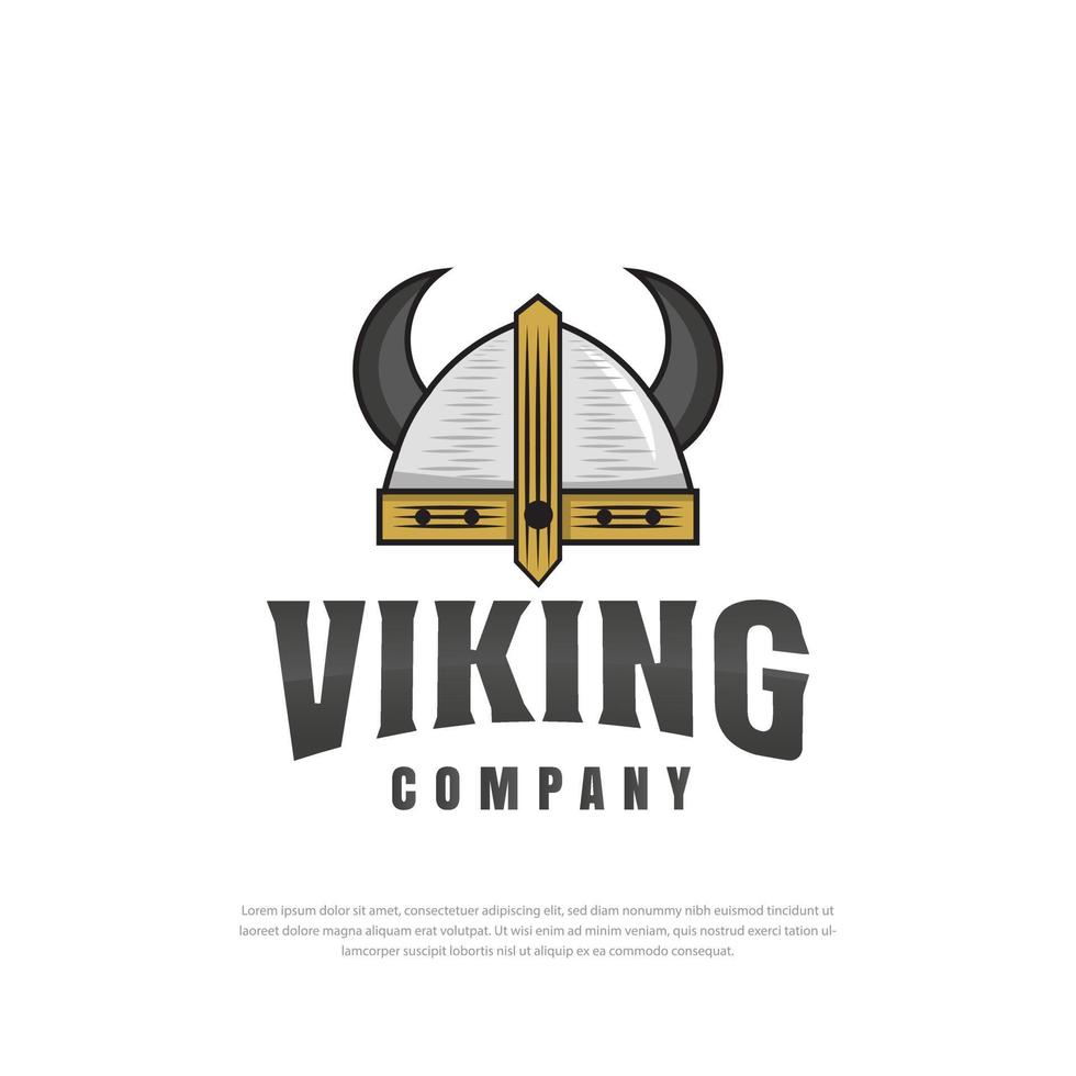 diseño de logotipo de casco de armadura vikinga, símbolo, plantilla, diseño vintage de vector deportivo