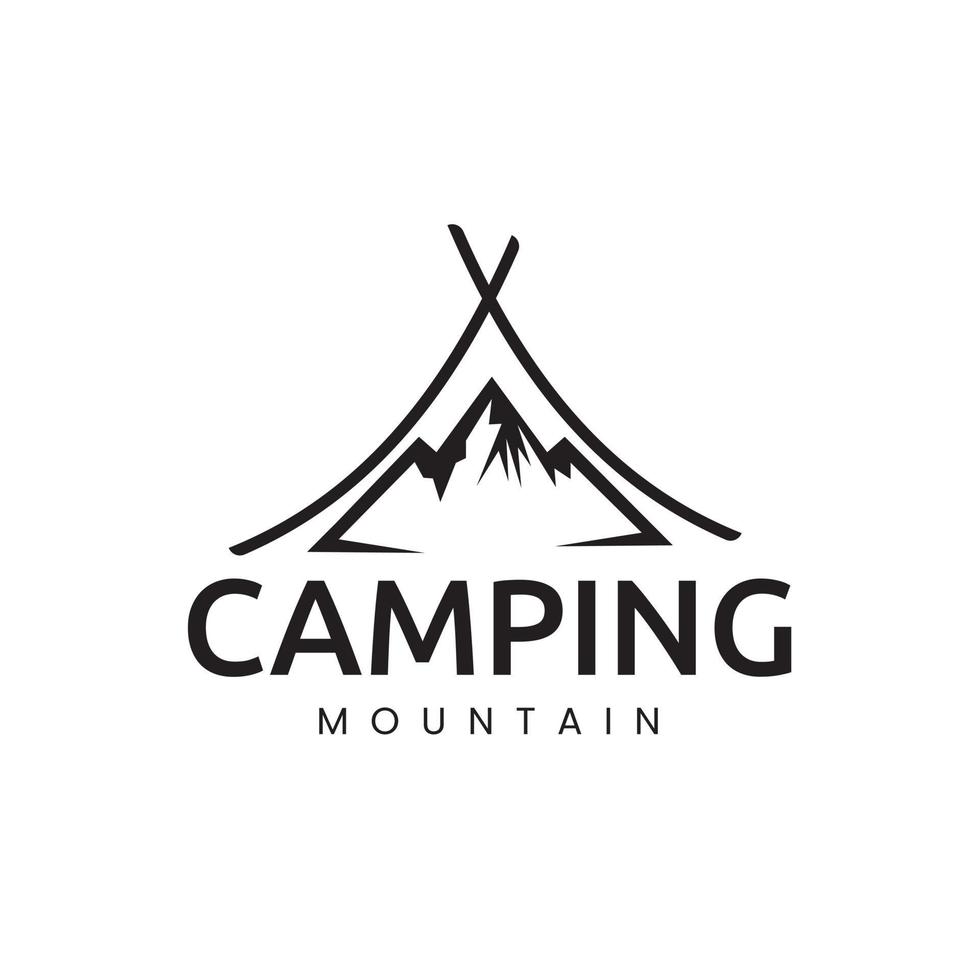 diseño de logotipo creativo de camping simple con vector de montaña, ilustración