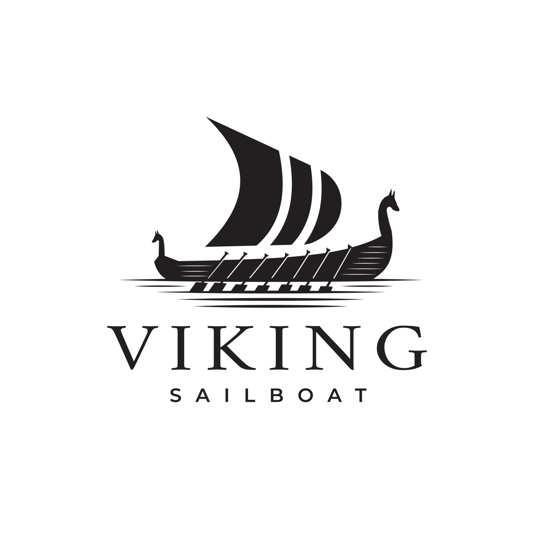 silueta de barco vikingo vintage con vector de diseño de logotipo, vela