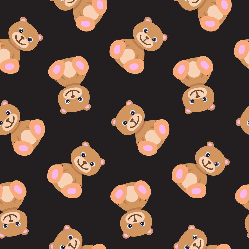 Seamless pattern with cute brown teddy bear in pastel colors. Baby illustration. Cartoon print for kids. Perfect for children clothes, textile, nursery wallpaper, gift wrap, greeting cards vector