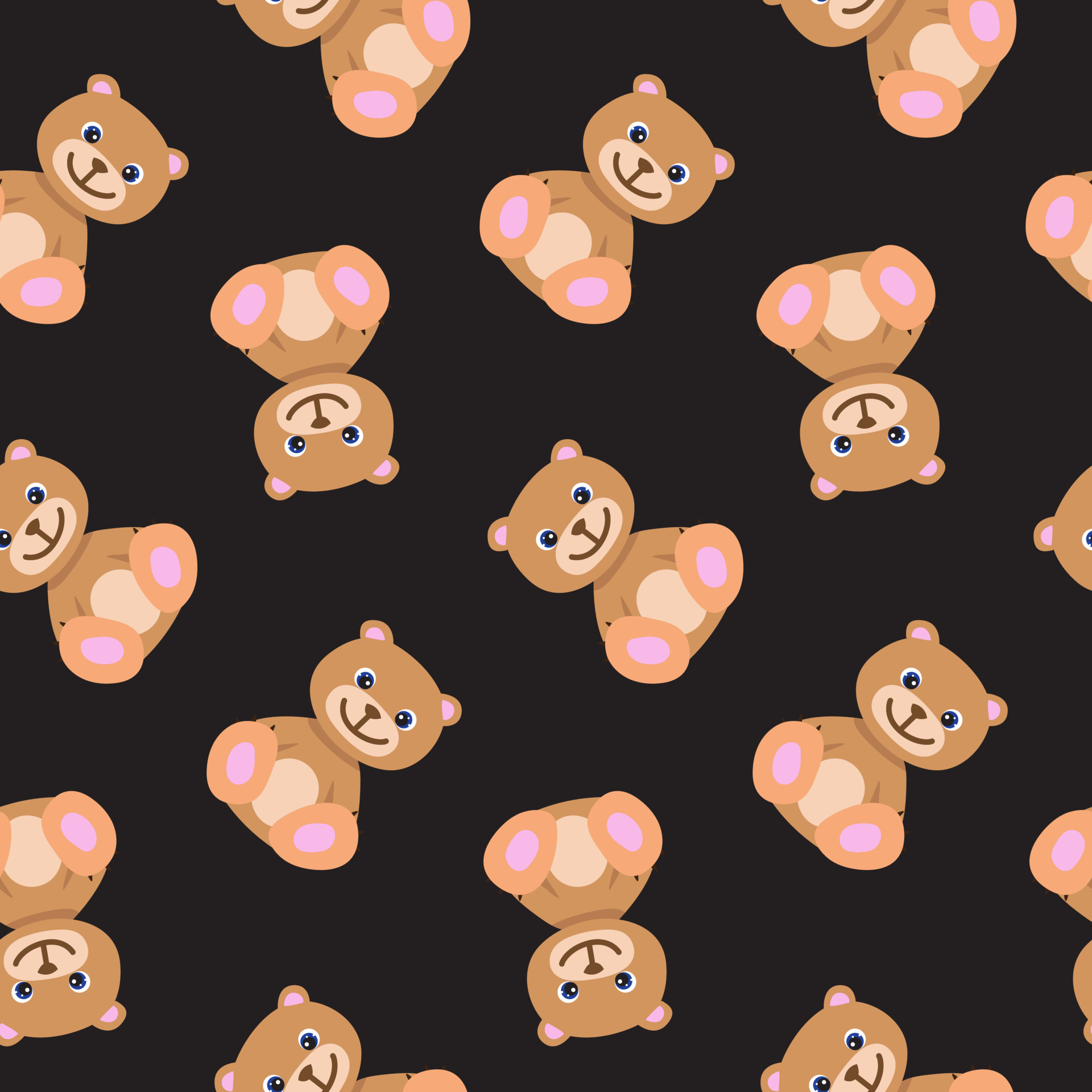 Seamless pattern with cute brown teddy bear in pastel colors. Baby  illustration. Cartoon print for kids. Perfect for children clothes,  textile, nursery wallpaper, gift wrap, greeting cards 6132849 Vector Art at  Vecteezy