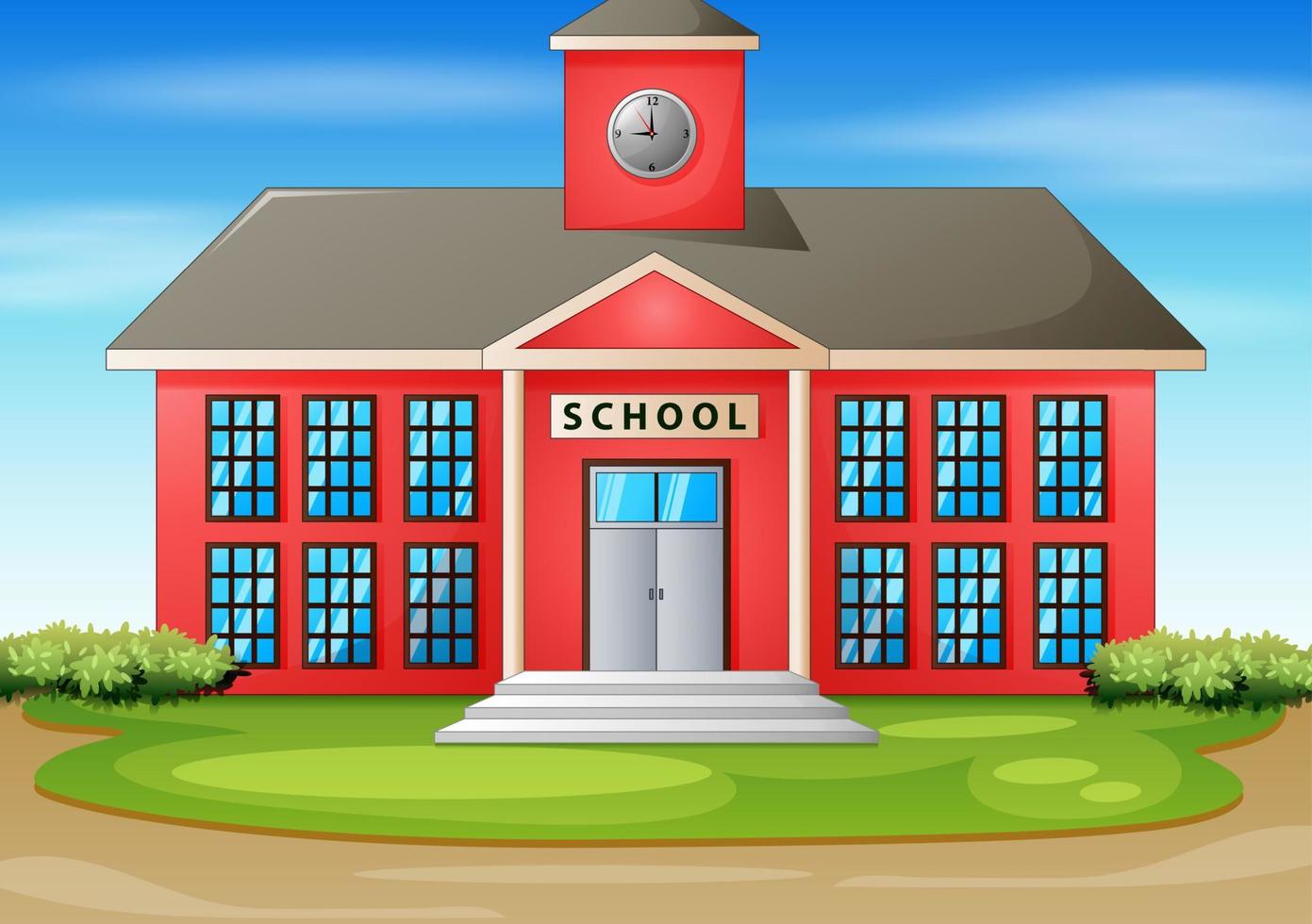 Cartoon illustration of school building vector