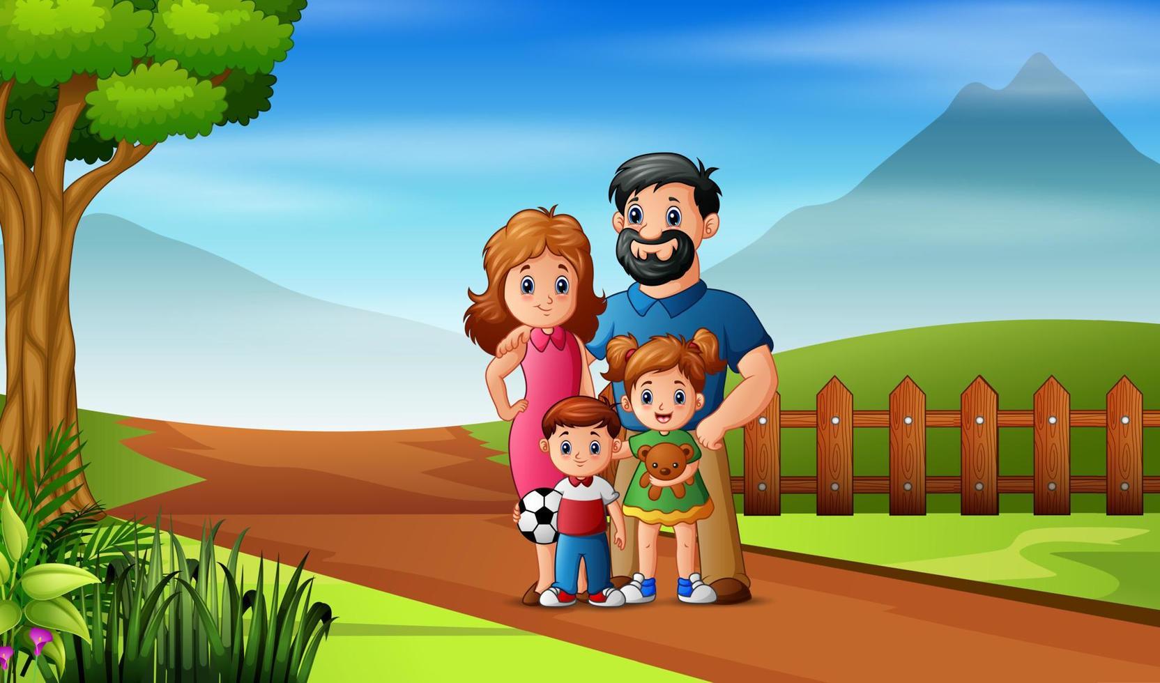 The family playing in the field vector
