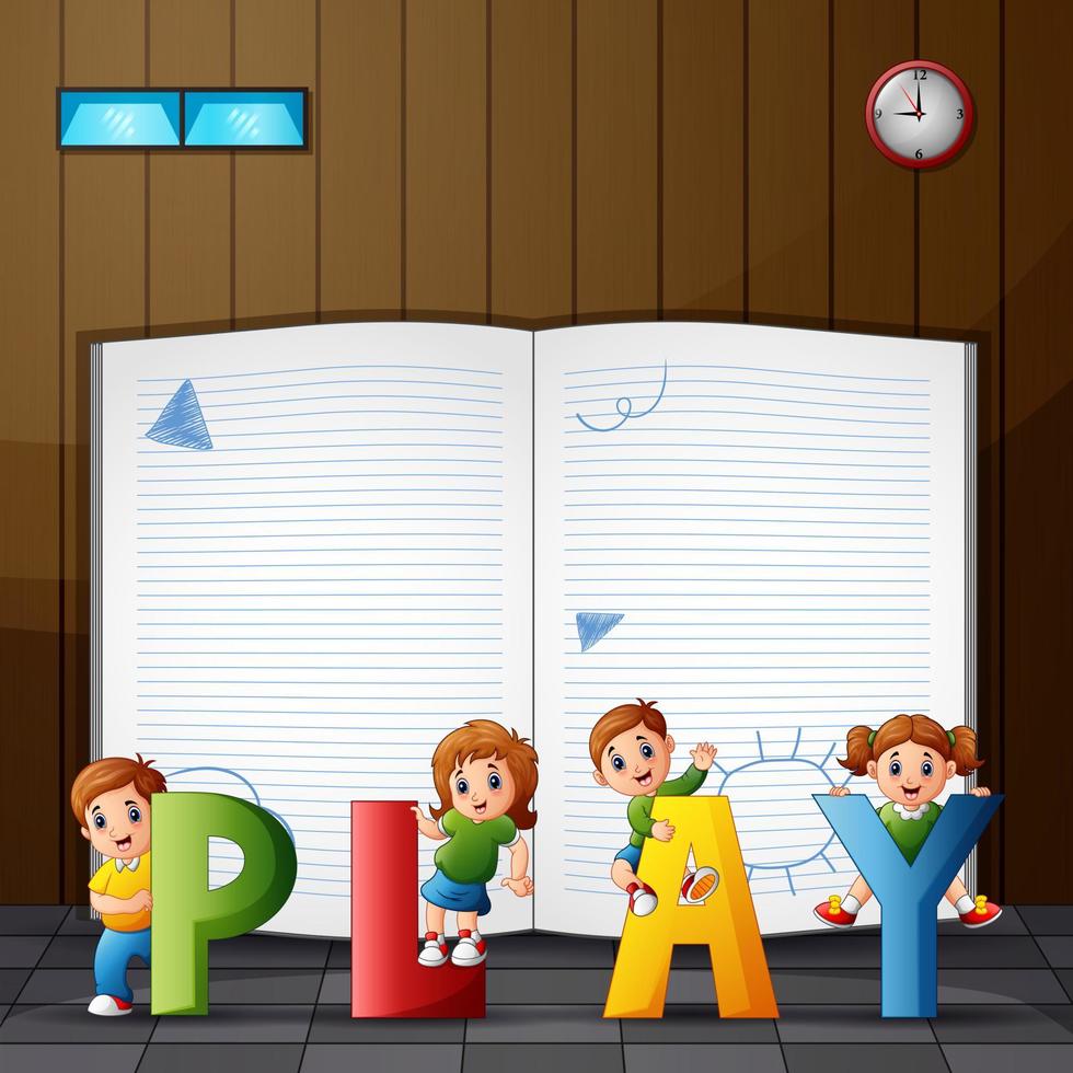 Border template with open book indoor vector