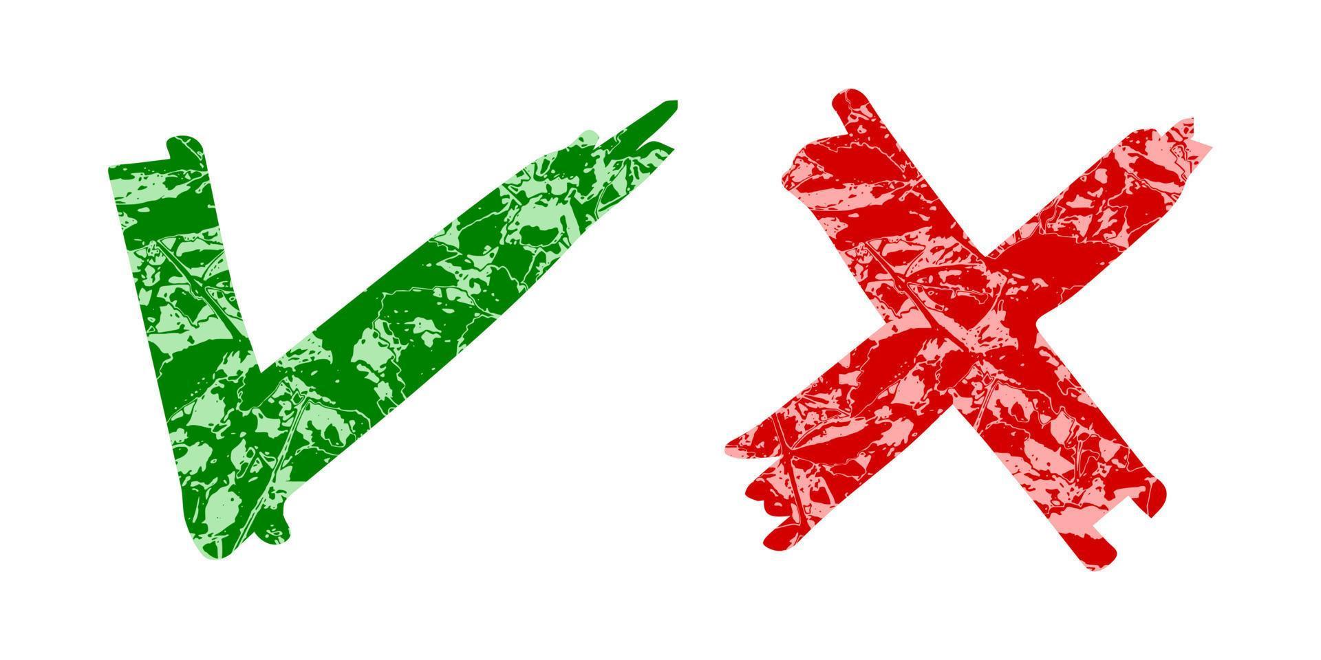 Tick and cross  signs. Checkmark OK and X icons. vector