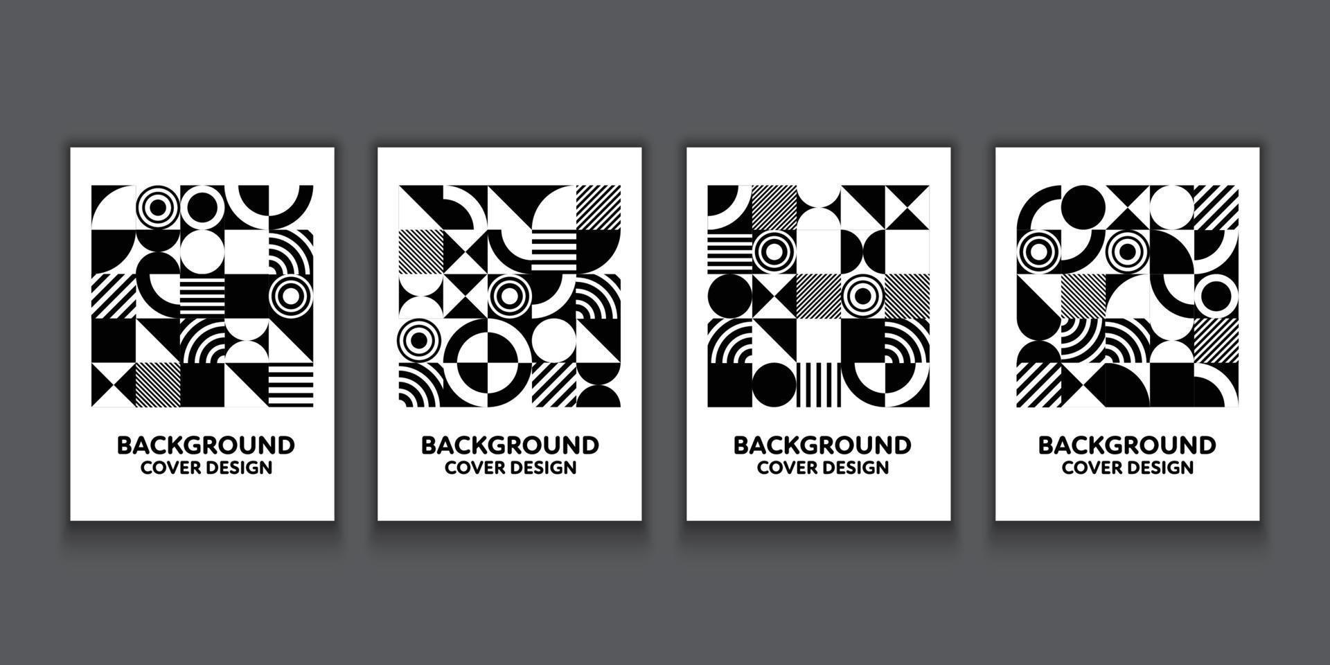 banner o póster de plantilla de portada abstracta de forma geométrica en blanco y negro vectorial. vector