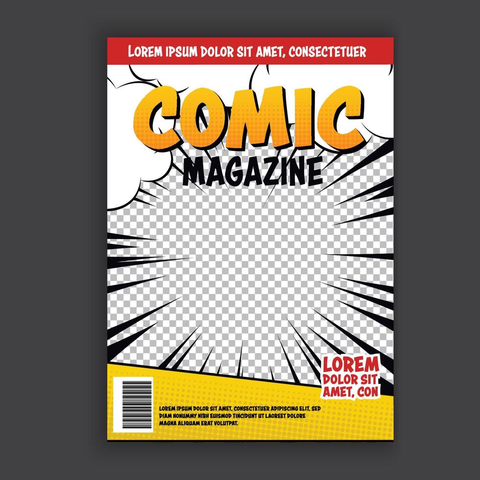 Vector comic template magazine, book cover, flyer.