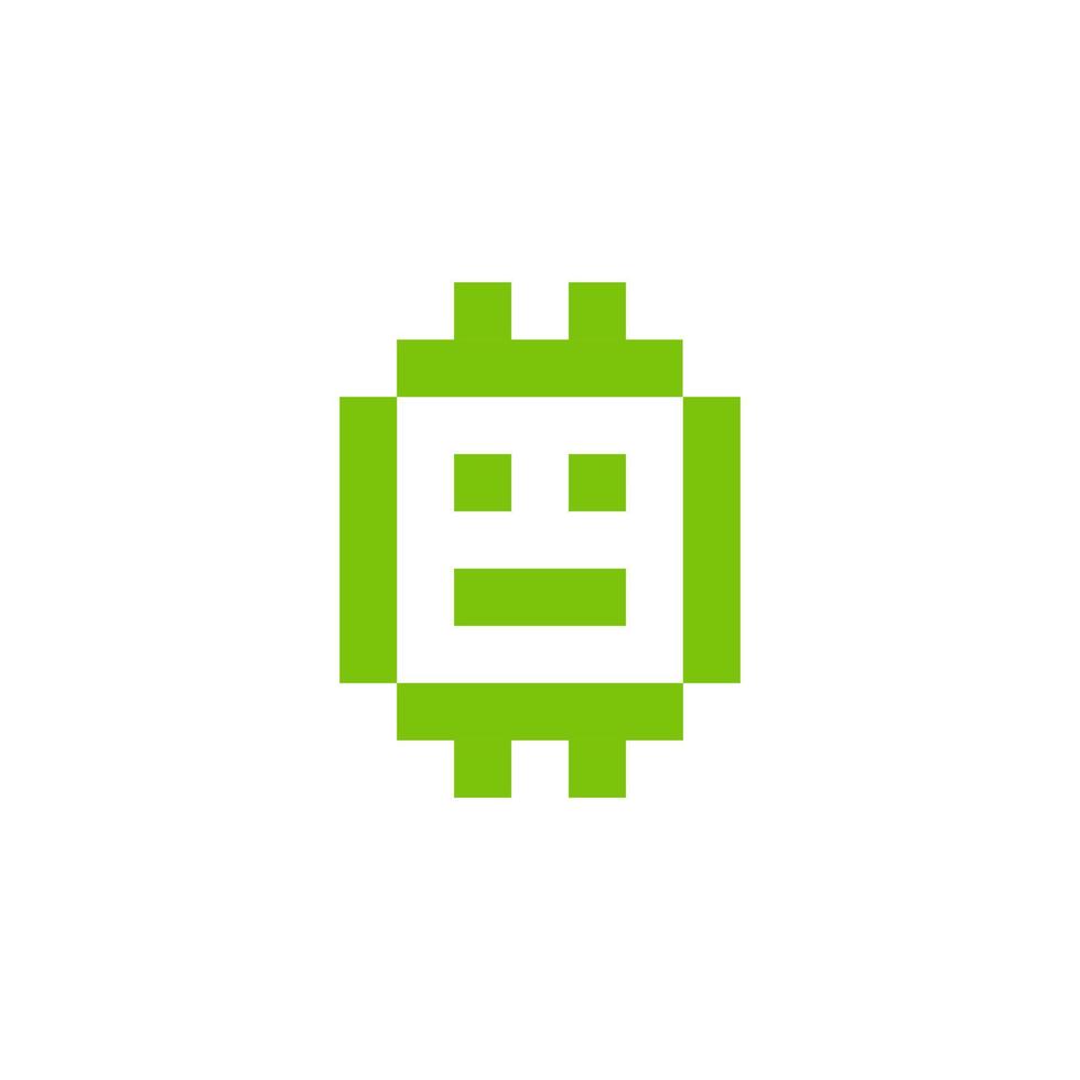 robot 8 bit pixel art icon vector isolated on white background.