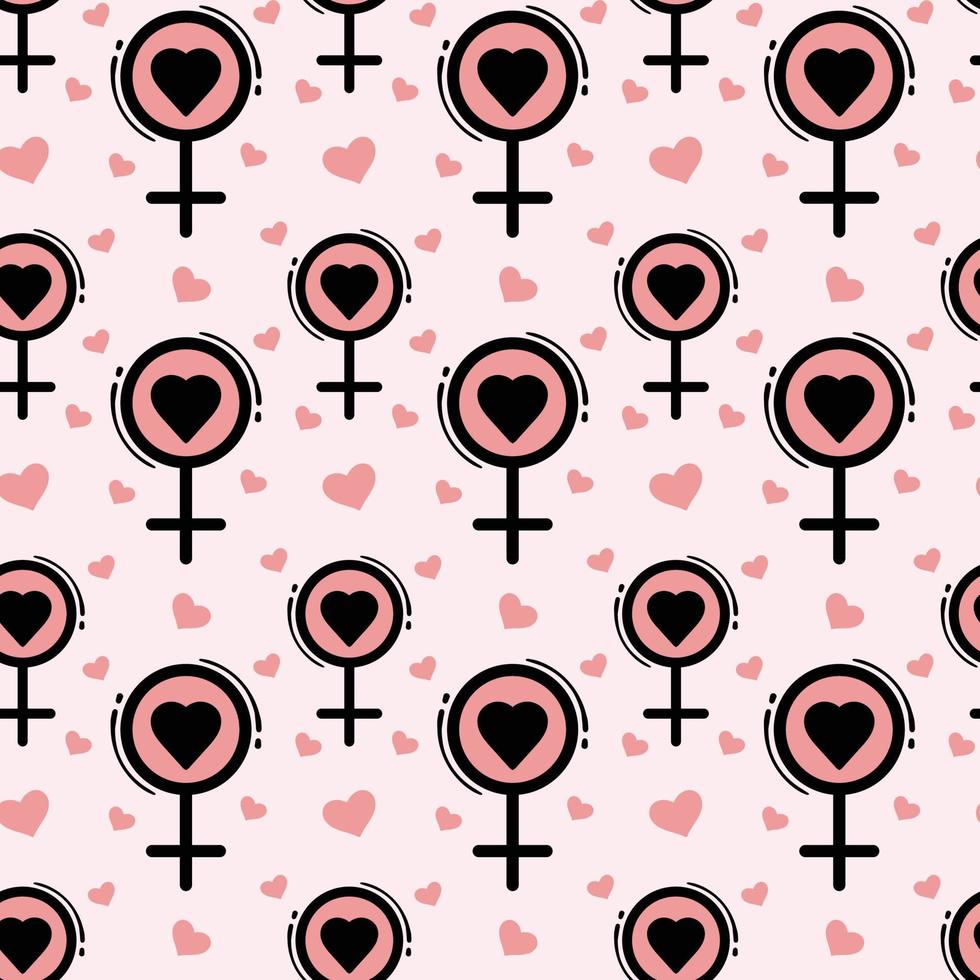 woman symbol with love seamless pattern premium vector