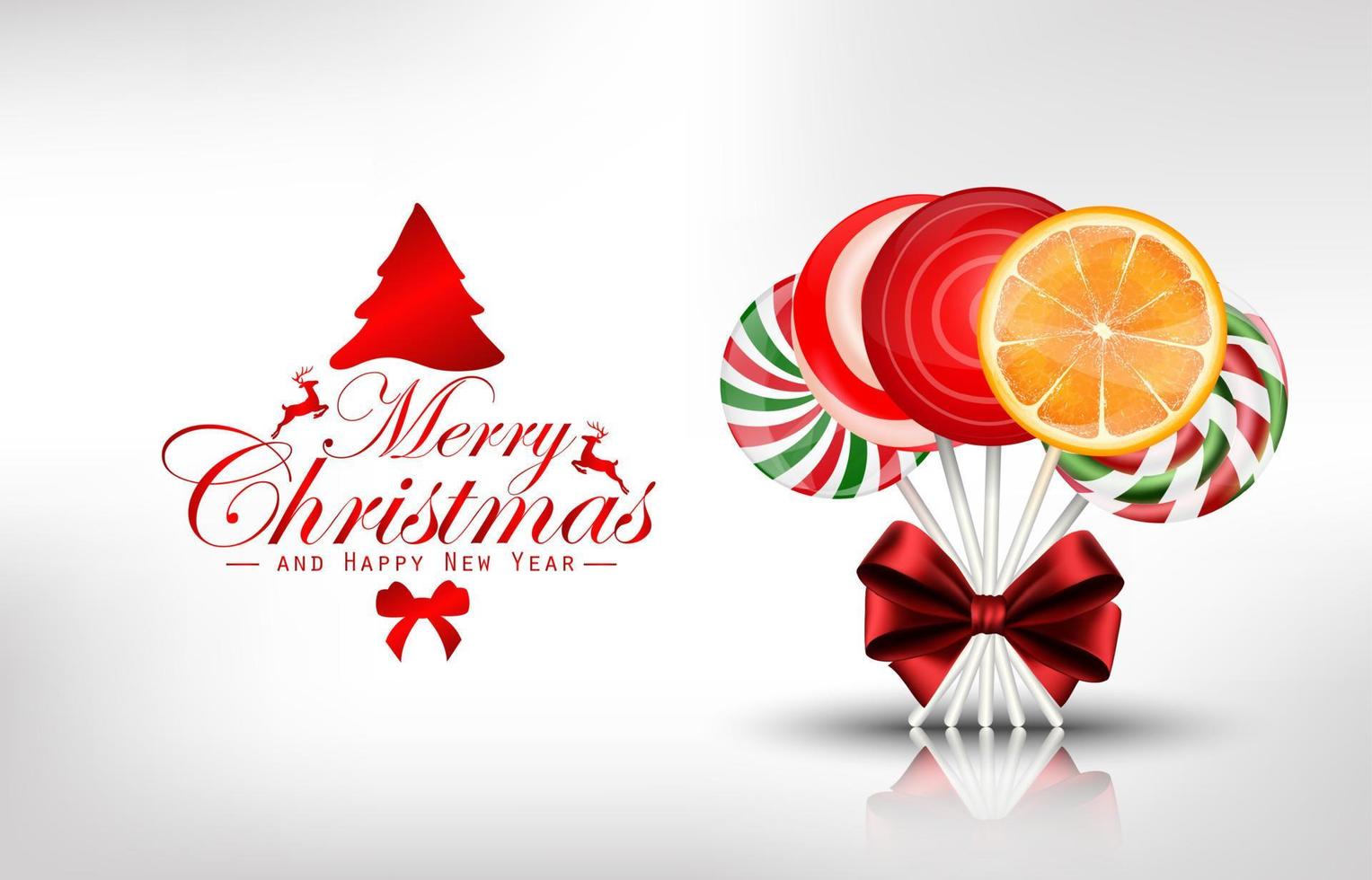 Christmas background with lollipop and orange slice vector