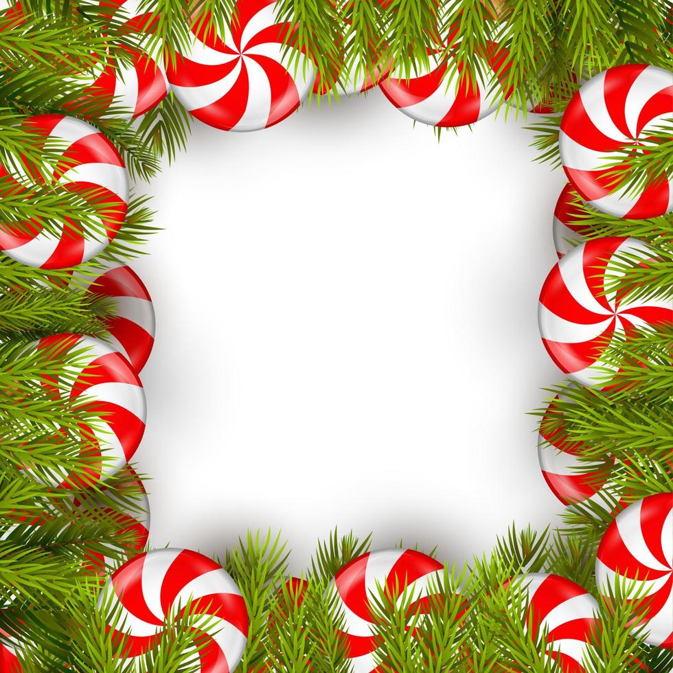 Christmas background with lollipop and pine tree.vector 6133333 Vector