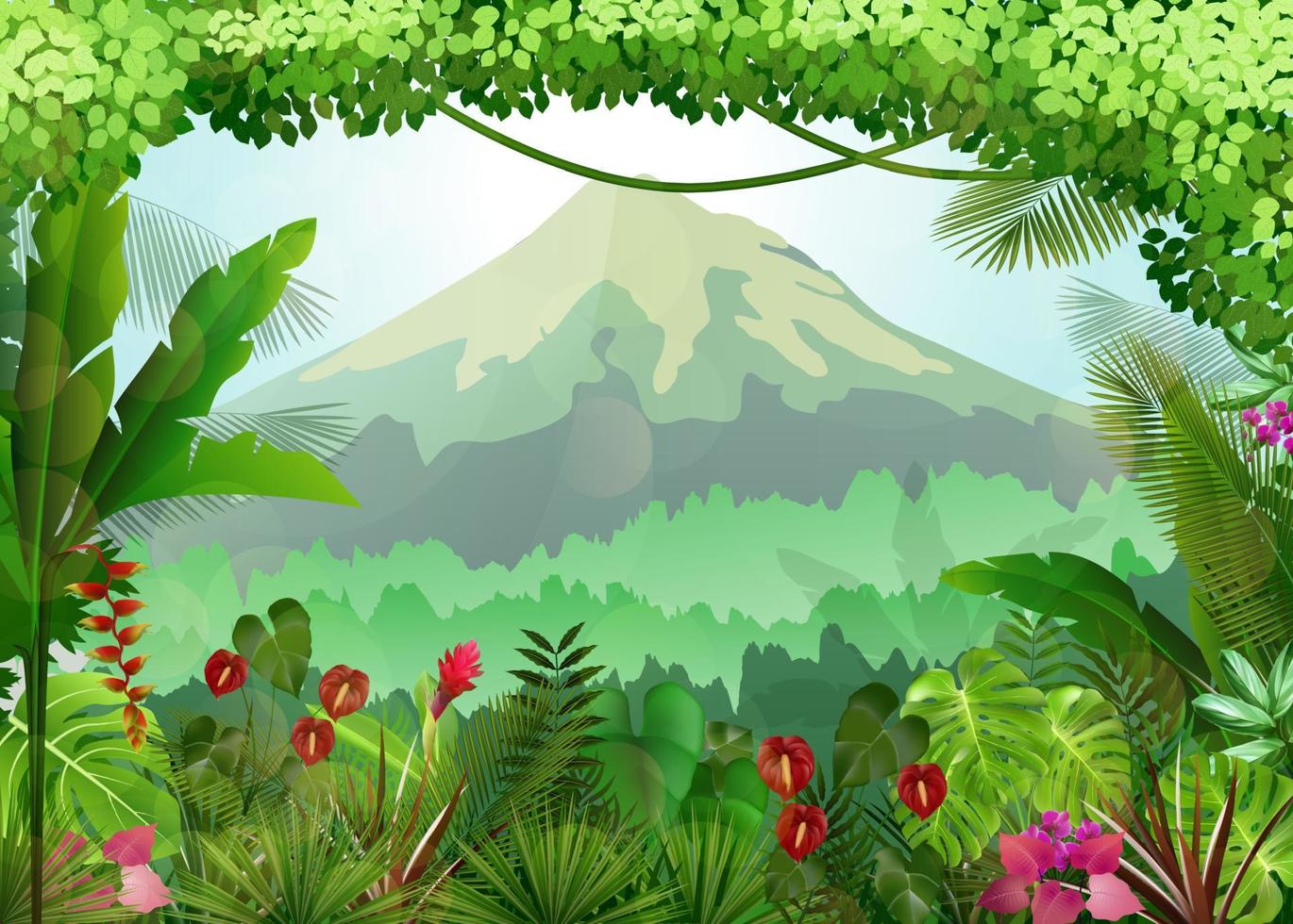 Mountains landscape of tropical background vector