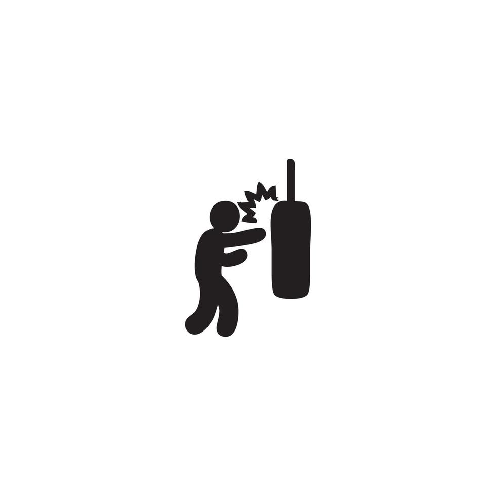 Boxer with Punching Bag, silhouette vector