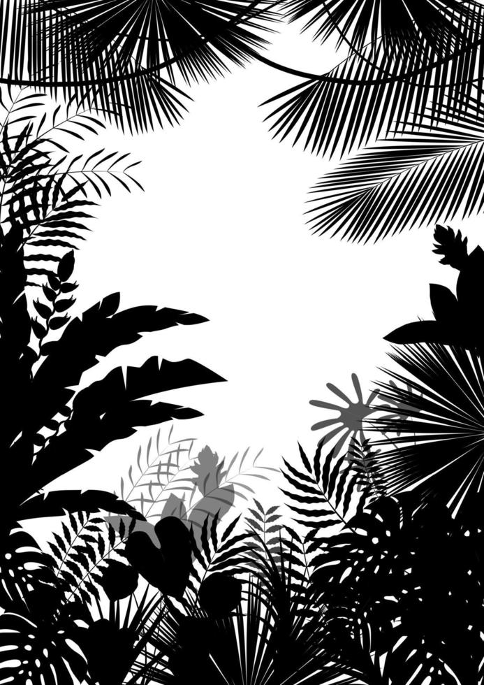 Exotic tropical background of silhouette vector
