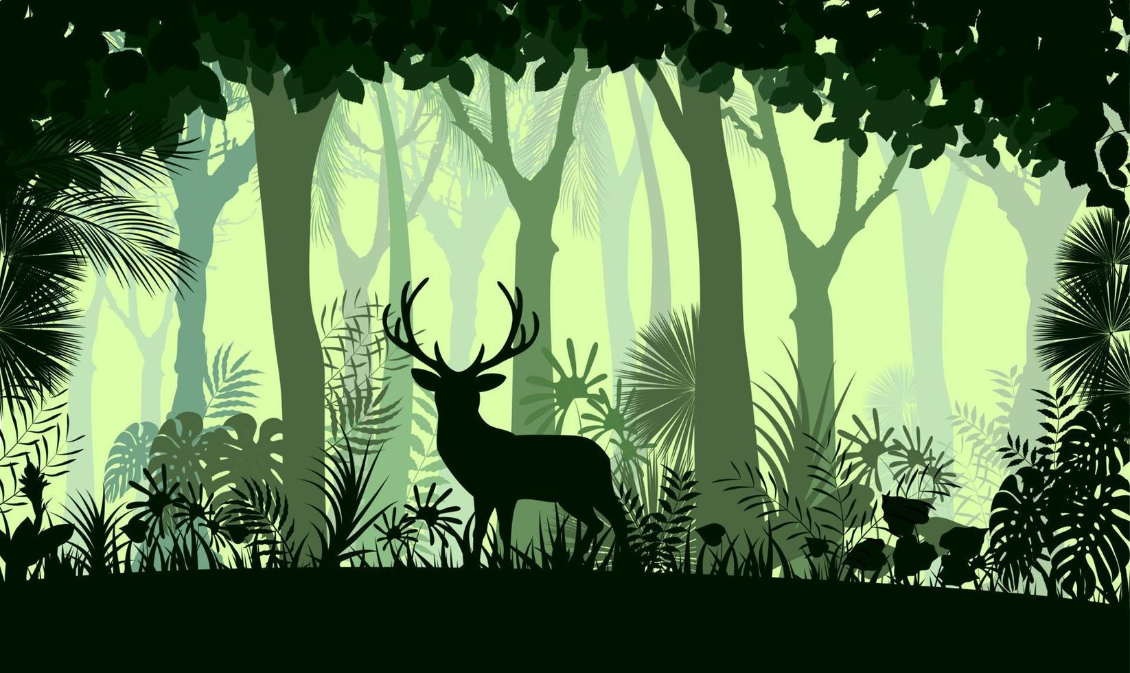 Forest background with wild deer of trees.vector vector