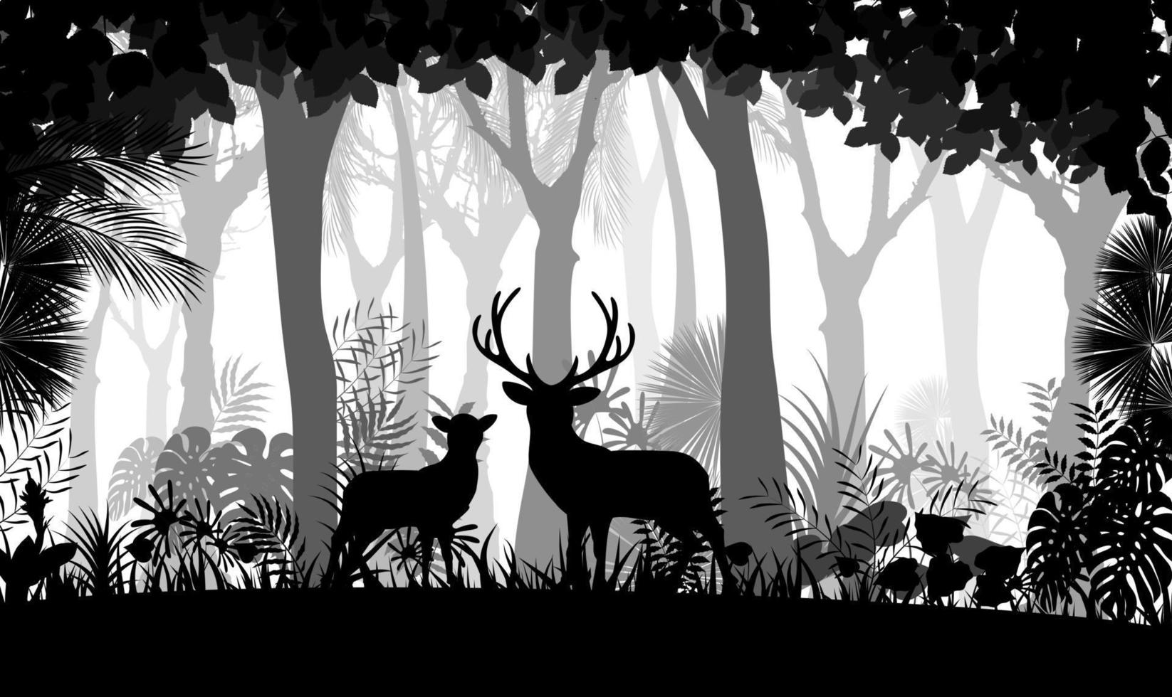 Forest background with wild deer of trees vector